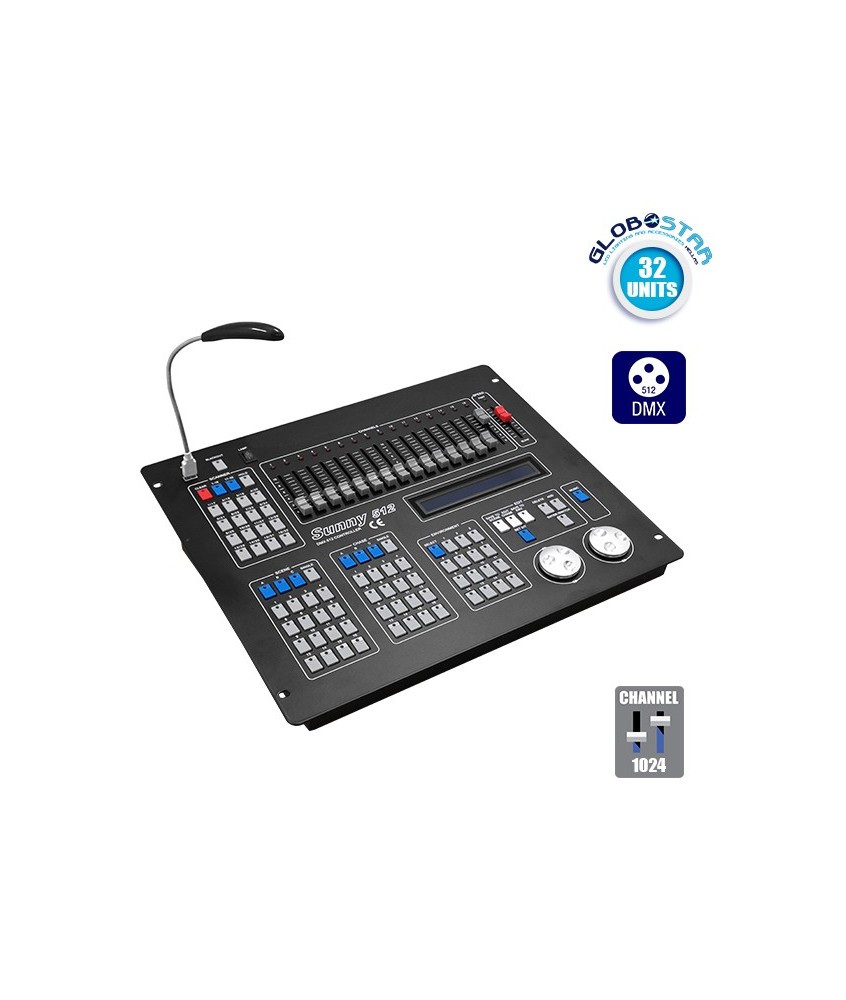 Επαγγελματική Κονσόλα Φωτισμού SUNNY 512 Κανάλια USB LCD Display DMX512 GloboStar 49766